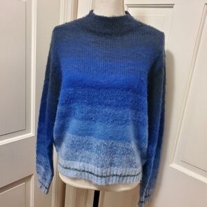 NWT American Eagle mock neck striped chunky knit sweater blue large RET. $59.